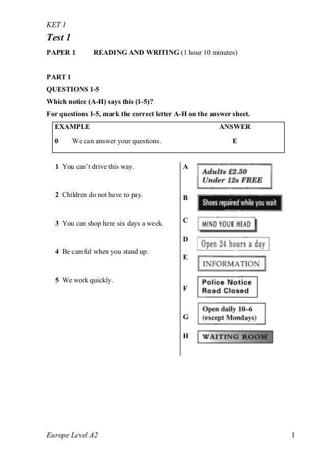 cambridge english ket objective key pdf