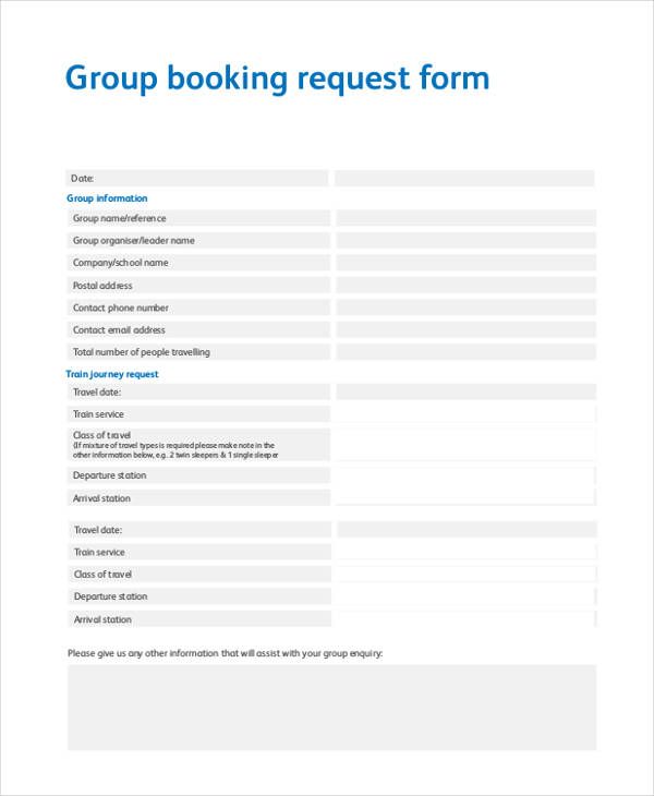 booking form for travel agency pdf